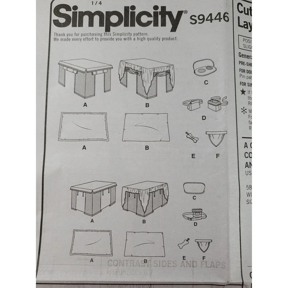 Pet Crate Cover, Placemat, Treat Pouch Waste Bag Sewing Pattern Simplicity S9446